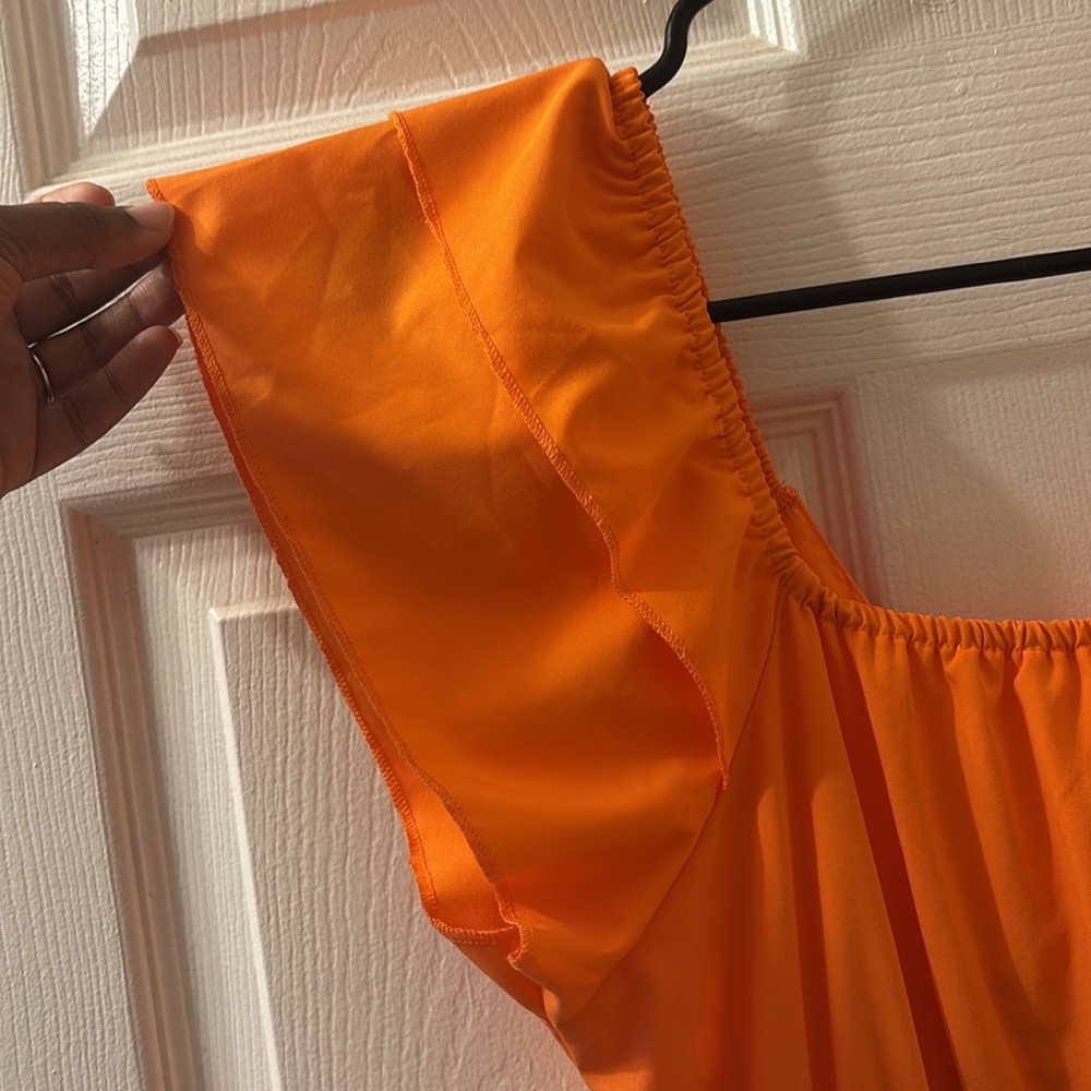 NWT The Grey Nickel Boutique Orange Tiered Maxi/Midi Dress - Picture 4 of 5